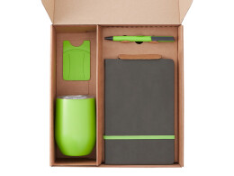 Разное Набор с термокружкой, блокнотом, ручкой и ланчбоксом "Refreshment", зеленое яблоко