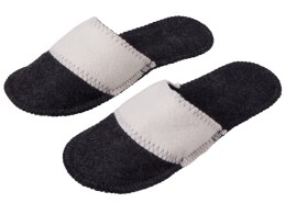 Разное Тапочки белые/серые с отворотом без вышивки