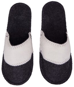 Разное Тапочки белые/серые с отворотом без вышивки