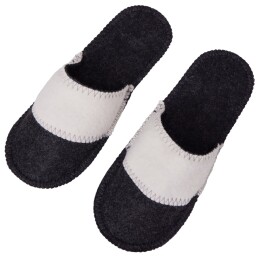 Разное Тапочки белые/серые с отворотом без вышивки