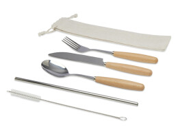 Разное Набор столовых приборов из нержавеющей стали и бука Root из 5 предметов - Натуральный