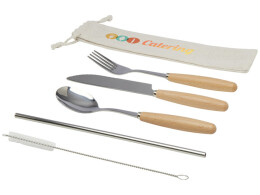 Разное Набор столовых приборов из нержавеющей стали и бука Root из 5 предметов - Натуральный