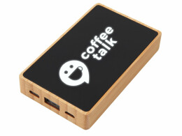 Savio Внешний аккумулятор с подсветкой лого «Reedia S2», 5000 mAh, бамбук, черный