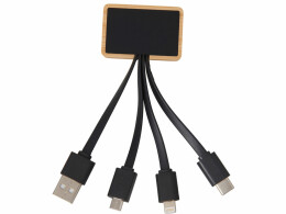 Savio Кабель 3-в-1 с подсветкой лого «Reedia S6», бамбук, черный