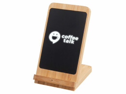 Savio Беспроводное зарядное устройство 2-в-1 с подсветкой лого «Reedia S4», 15 Вт, бамбук, черный