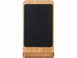 Savio Беспроводное зарядное устройство 2-в-1 с подсветкой лого «Reedia S4», 15 Вт, бамбук, черный