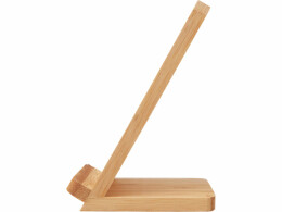 Savio Беспроводное зарядное устройство 2-в-1 с подсветкой лого «Reedia S4», 15 Вт, бамбук, черный