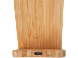 Savio Беспроводное зарядное устройство 2-в-1 с подсветкой лого «Reedia S4», 15 Вт, бамбук, черный