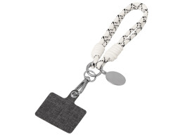 Разное Брелок-браслет "Bohemian" c тканевым держателем для телефона, бело-черный