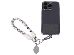 Разное Брелок-браслет "Bohemian" c тканевым держателем для телефона, бело-черный