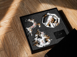 Разное Елочные игрушки ( Снегирь+ Олень+ Ель) Розовый кварц