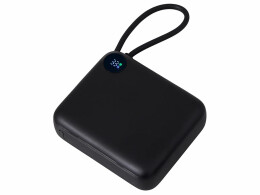 Evolt Внешний аккумулятор со встроенным кабелем «Liri», QC/PD, 10000 мАч, черный