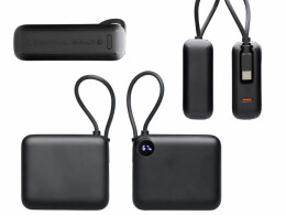 Evolt Внешний аккумулятор со встроенным кабелем «Liri», QC/PD, 10000 мАч, черный