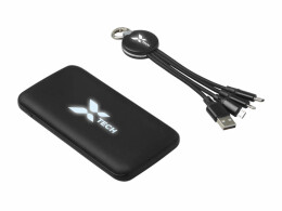 Evolt Набор из внешнего акуумулятора и универсального кабеля с подсветкой лого «Reserve LED», 10000mAh, черный