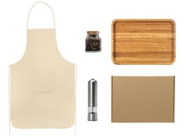 Разное Подарочный набор для кухни с фартуком, подносом, мельницей и специями