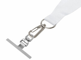Разное Ланъярд 2 см под сублимацию с трендовым карабином и металлическим держателем для телефона, серебристый