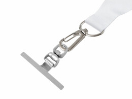 Разное Ланъярд 2 см под сублимацию с трендовым карабином, замком обрыва и металлическим держателем для телефона, серебристый