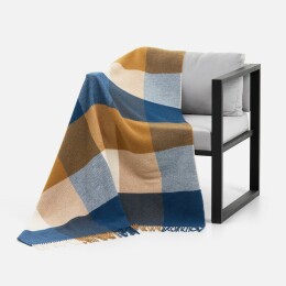 Very Marque Плед Fleco, синий с коричневым