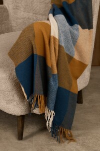 Very Marque Плед Fleco, синий с коричневым