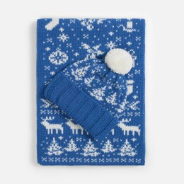 teplo Шапка Holidale, синяя с молочным