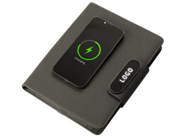 Evolt Подарочный набор металлическая ручка и блокнот А5 "Twilight" со светящимся логотипом и пауэрбэнком