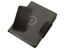 Evolt Подарочный набор металлическая ручка и блокнот А5 "Twilight" со светящимся логотипом и пауэрбэнком