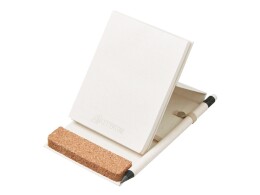 Lettertone Блокнот с подставкой для телефона из пробки "Milky S", молочно-белый