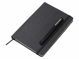 YoonY Набор блокнот А5 с магнитным держателем для ручки и подставкой для телефона и металлической шариковой ручкой "NotaBene", черный