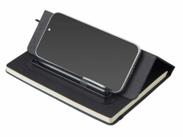 YoonY Набор блокнот А5 с магнитным держателем для ручки и подставкой для телефона и металлической шариковой ручкой "NotaBene", черный