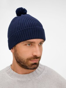 teplo Шапка Catch Match с помпоном, темно-синяя