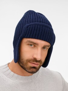 teplo Шапка-ушанка Catch Match, темно-синяя