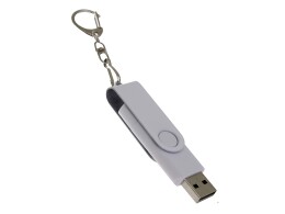 Разное USB-флешка на 64 Гб 2 в 1 поворотный механизм, c дополнительным разъемом Type-C с одноцветным металлическим клипом, белый