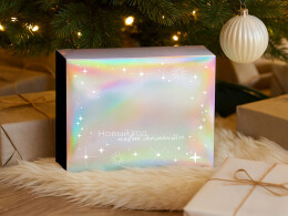 Разное Подарочная коробка с голографическим шубером «Aurora», XL, вн. размер 300х235х105 мм.