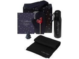 Разное Подарочный набор с варежками, шарфом и термосом, черный
