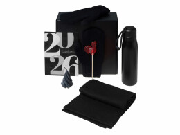 Разное Подарочный набор с варежками, шарфом и термосом, черный