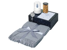 Разное Подарочный набор с пледом, увлажнителем и попкорном, серый