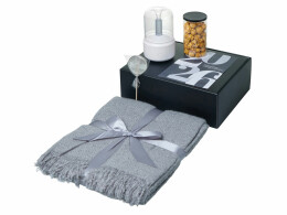 Разное Подарочный набор с пледом, увлажнителем и попкорном, серый