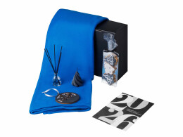 Разное Подарочный набор с пледом, свечой и диффузором, синий