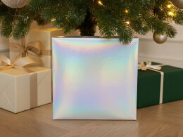 Разное Подарочная коробка с голографическим шубером без печати "Aurora", L, 260х260х100 мм.