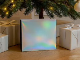 Разное Подарочная коробка с голографическим шубером без печати "Aurora", L, 260х260х100 мм.