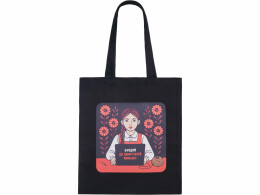 Разное Сумка для шопинга Carryme 140 хлопковая, 140 г/м2, черный с DTF - цифровая вышивка