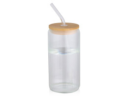 Разное Ёмкость Mirage из боросиликатного стекла объемом 500 мл с одинарными стенками и крышкой из бамбука - Прозрачный