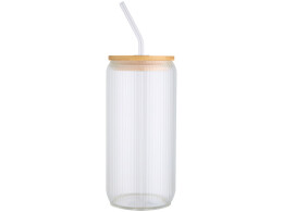 Разное Ёмкость Mirage из боросиликатного стекла объемом 500 мл с одинарными стенками и крышкой из бамбука - Прозрачный