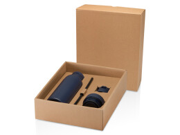 Разное Illuminate бутылка для воды объемом 650 мл из переработанной нержавеющей стали RCS с двойными стенками и набором из 3 крышек - Синий Navy