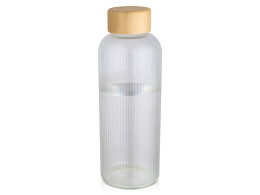 Разное Бутылка Mirage из боросиликатного стекла объемом 650 мл с одинарными стенками и крышкой из бамбука - Прозрачный
