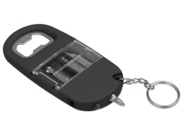 Разное Брелок-открывалка с отвертками и фонариком "Uni", софт-тач, черный (Р)
