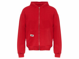 U Basic Толстовка оверсайз с капюшоном на молнии «Monaco», красный, лейбл, бренд тайп и термотрансфер