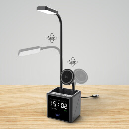 smart Лампа "Smart Flex" с беспроводным 3в1 (15W) ЗУ с MagSafe, часами, карандашницей и подсветкой логотипа