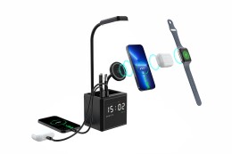 smart Лампа "Smart Flex" с беспроводным 3в1 (15W) ЗУ с MagSafe, часами, карандашницей и подсветкой логотипа