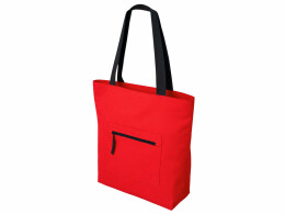 Разное Сумка на молнии Zipper Neo из хлопка 280 г c карманом на молнии спереди, красный